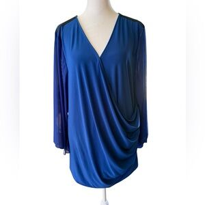 NY Collection Woman Royal Blue top with rutching Size 3X